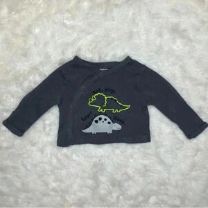 Gerber Shirt Long Sleeved Snaps  Grey / Yellow Dinosaurs Size Newborn